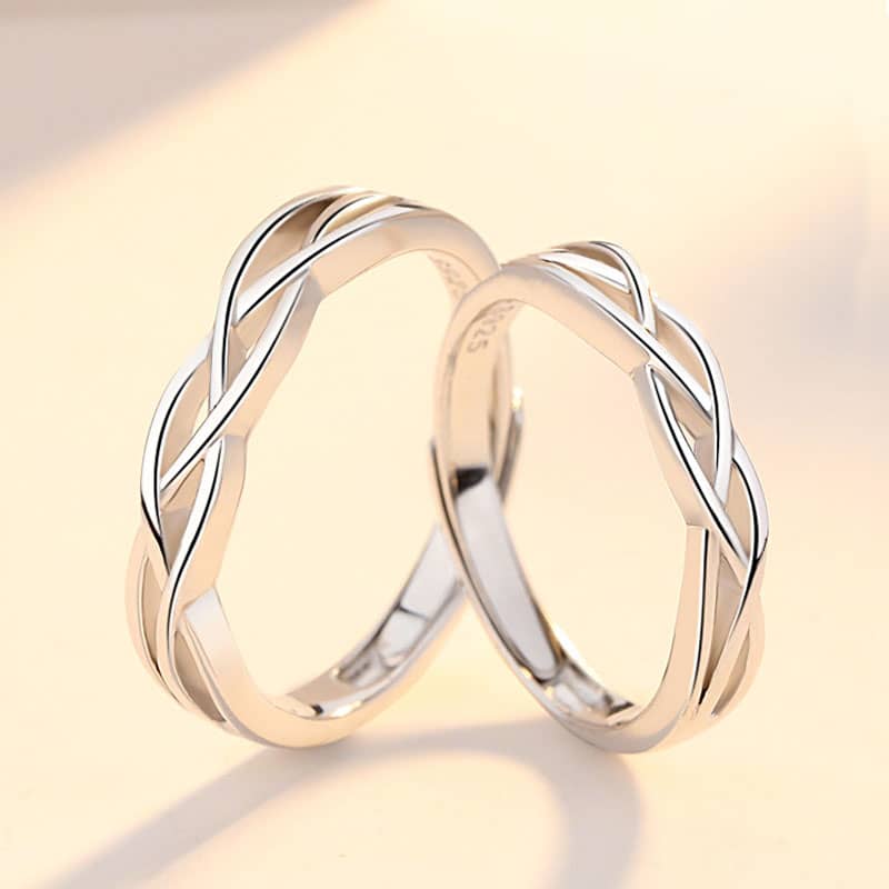 (image for) Sterling Silver Basket Weave Infinity Promise Rings Matching Set