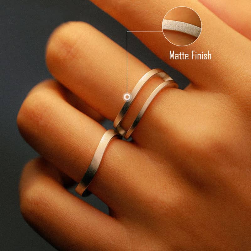 (image for) With You Matching Couple Interlocking Rings In Sterling Silver - Matte Finish