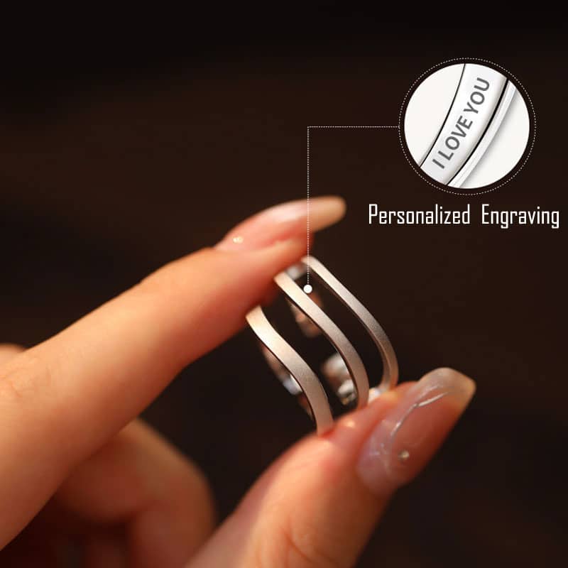 (image for) With You Matching Couple Interlocking Rings In Sterling Silver - Matte Finish