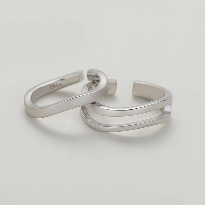 (image for) With You Matching Couple Interlocking Rings In Sterling Silver - Matte Finish