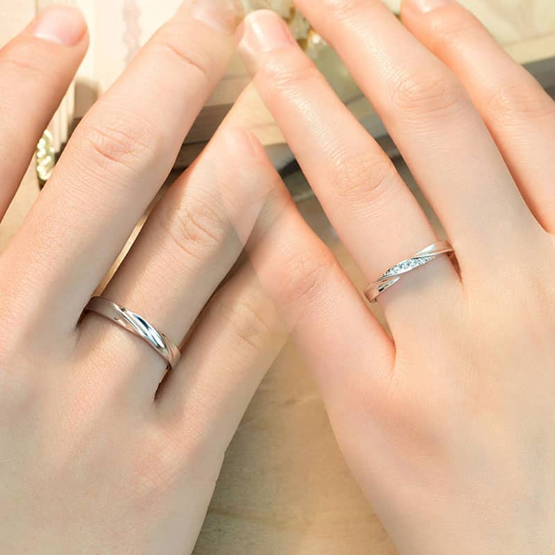 Ready to Ship - Ring Sizes 12, 23 Platinum & Rose Gold Couple Rings wi