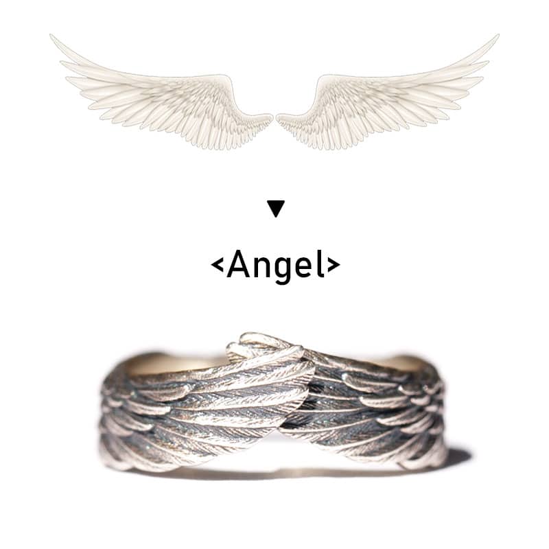 (image for) Handmade Sterling Silver Angel Wing Rings His And Hers Matching Rings